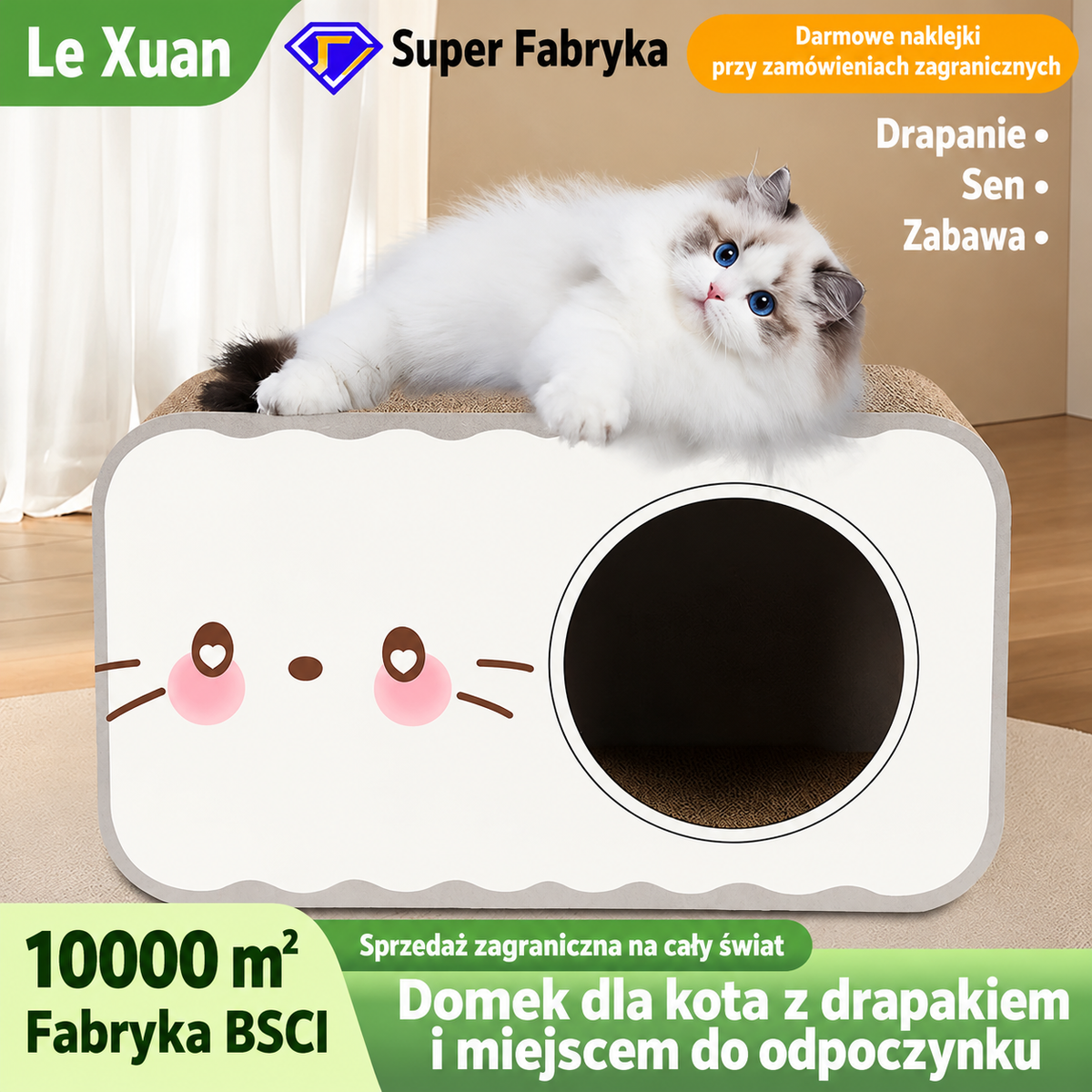 MiauBox 2w1 – Przytulny Domek i Drapak dla Kota | Jego Nowe Ulubione Miejsce! 🐱