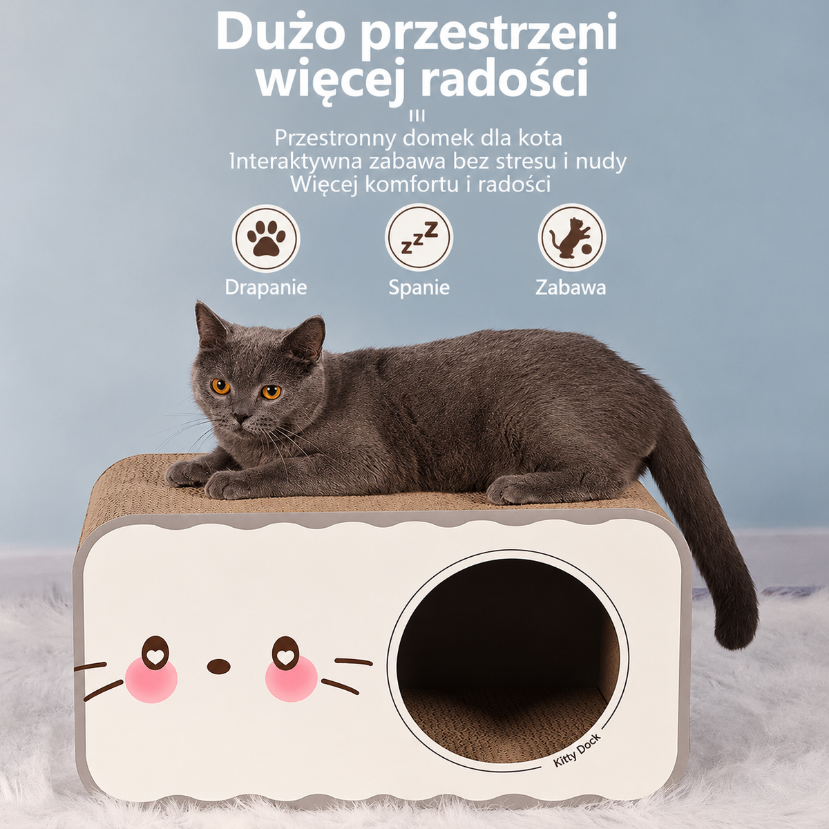 MiauBox 2w1 – Przytulny Domek i Drapak dla Kota | Jego Nowe Ulubione Miejsce! 🐱